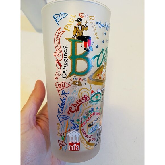 2 Boston Themed Catstudio Frosted Drinking Glasses Dated 2015 - Picture 7 of 11